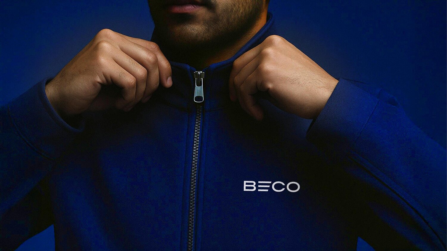 The redesigned BECO identity applied across brand touchpoints